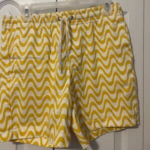 PACSUN Yellow Wave Twill Volley Shorts Men's Small NWOT